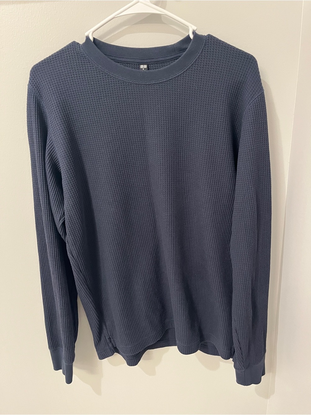 Uniqlo Dark Blue Waffle-Knit Crewneck Sweater